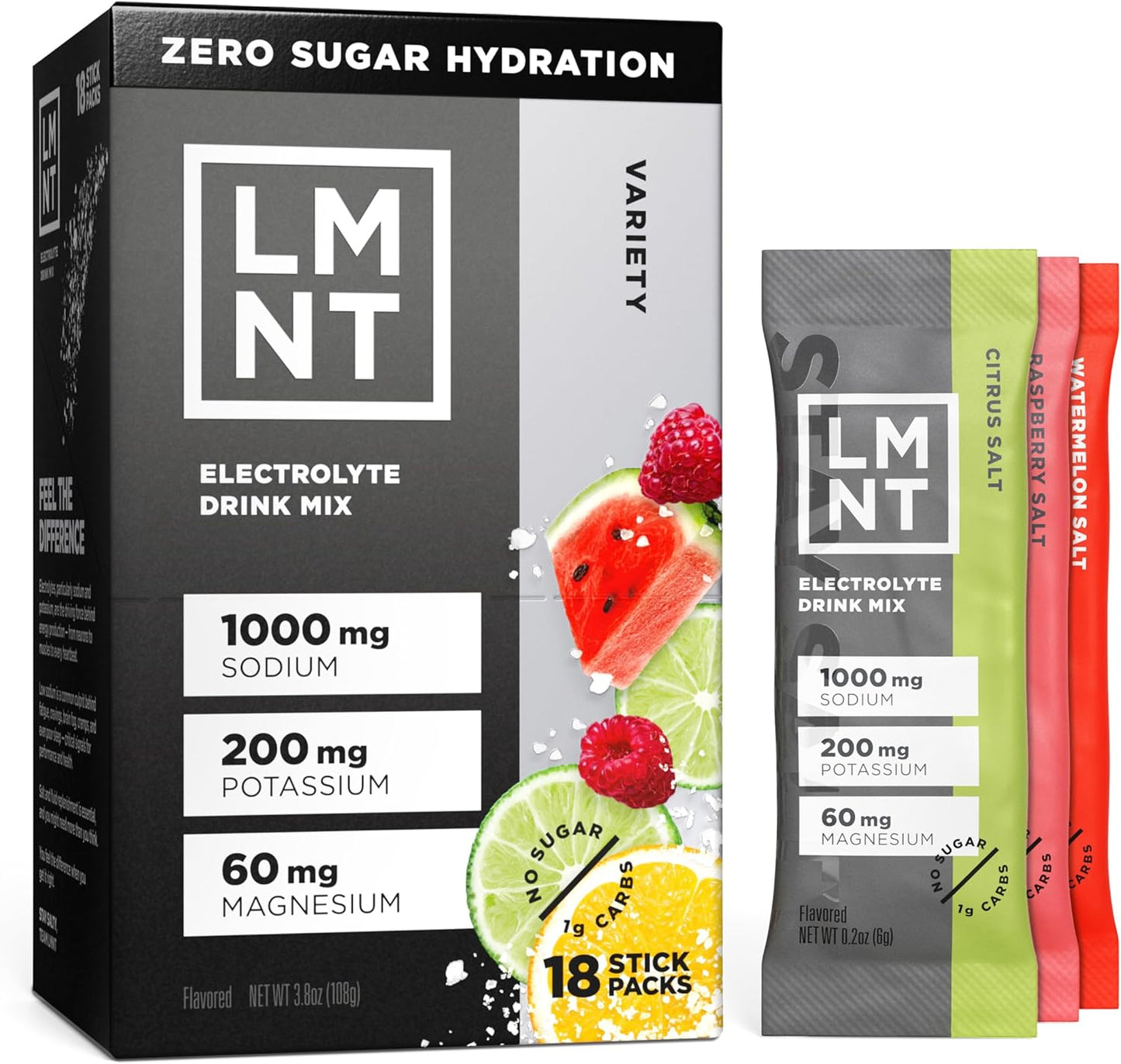 LMNT Keto Electrolyte Powder Packets | Paleo Hydration Drink Mix | No Sugar, No Artificial Ingredients | Fiesta Pack | 12 Stick Packs