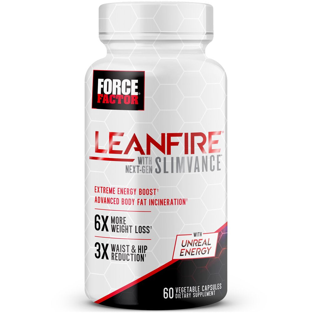 Force Factor Leanfire with Next-Gen SLIMVANCE, Thermogenic Fat Burner Supplement, 60 Count