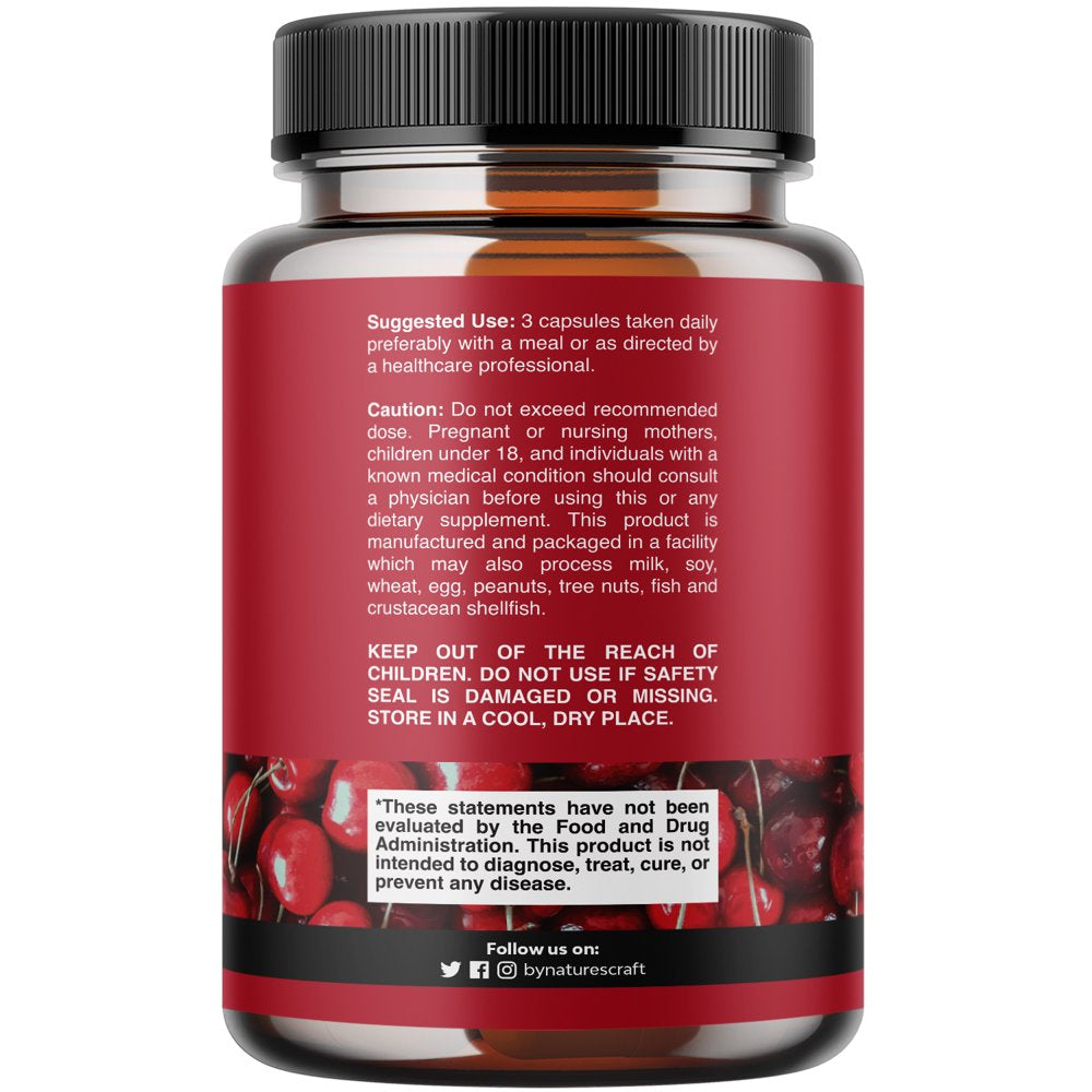 Advanced Tart Cherry Extract Capsules - Extra Strength Tart Cherry Capsules Uric Acid Cleanse and Joint Support Supplement - Muscle Recovery Supplement with Uric Acid Support Polyphenols 240 Capsules