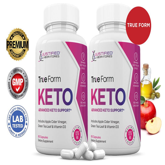 (2 Pack) True Form Keto ACV Pills 1275Mg Alternative to Gummies Dietary Supplement 120 Capsules - Nutricity.com.au