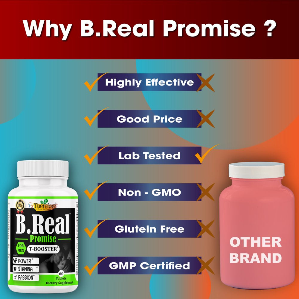 B.Real Promise Testosterone Booster Supplement, Male Sexual Enhancing 60 Tablets by Therefore