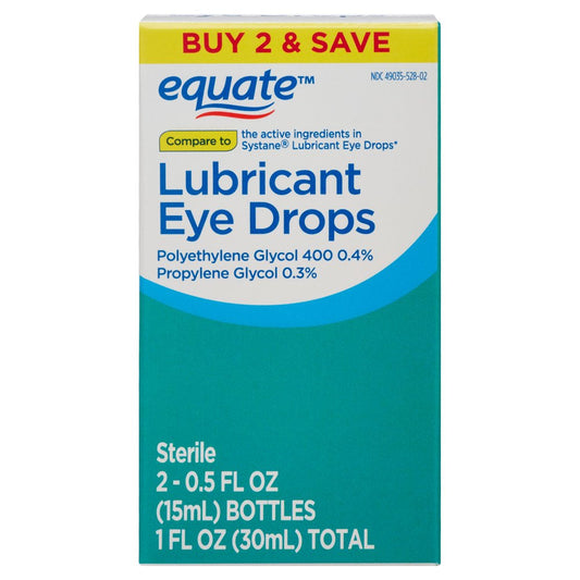Equate Lubricant Eye Drops, 0.5 Fl Oz, Twin Pack