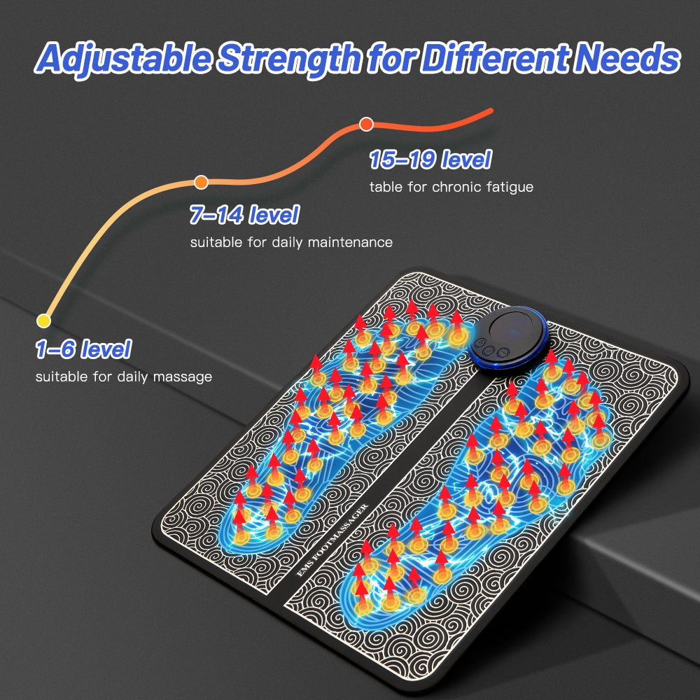 EMS Foot Massager USB Rechargeable Electric Foot Stimulator Massager,6 Modes 9 Intensity,Improves Circulation,Relax Stiffness Muscles Relieve Feet and Legs Pain