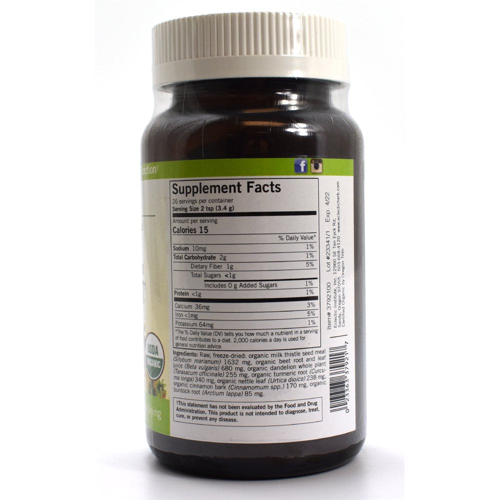 Eclectic Institute USDA Organic Raw Fresh Freeze-Dried Liver and Gallbladder Support - 90 Grams