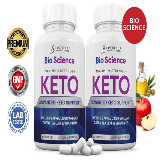 (2 Pack) Bio Science Keto ACV Pills 1275Mg Dietary Supplement 120 Capsules - Nutricity.com.au