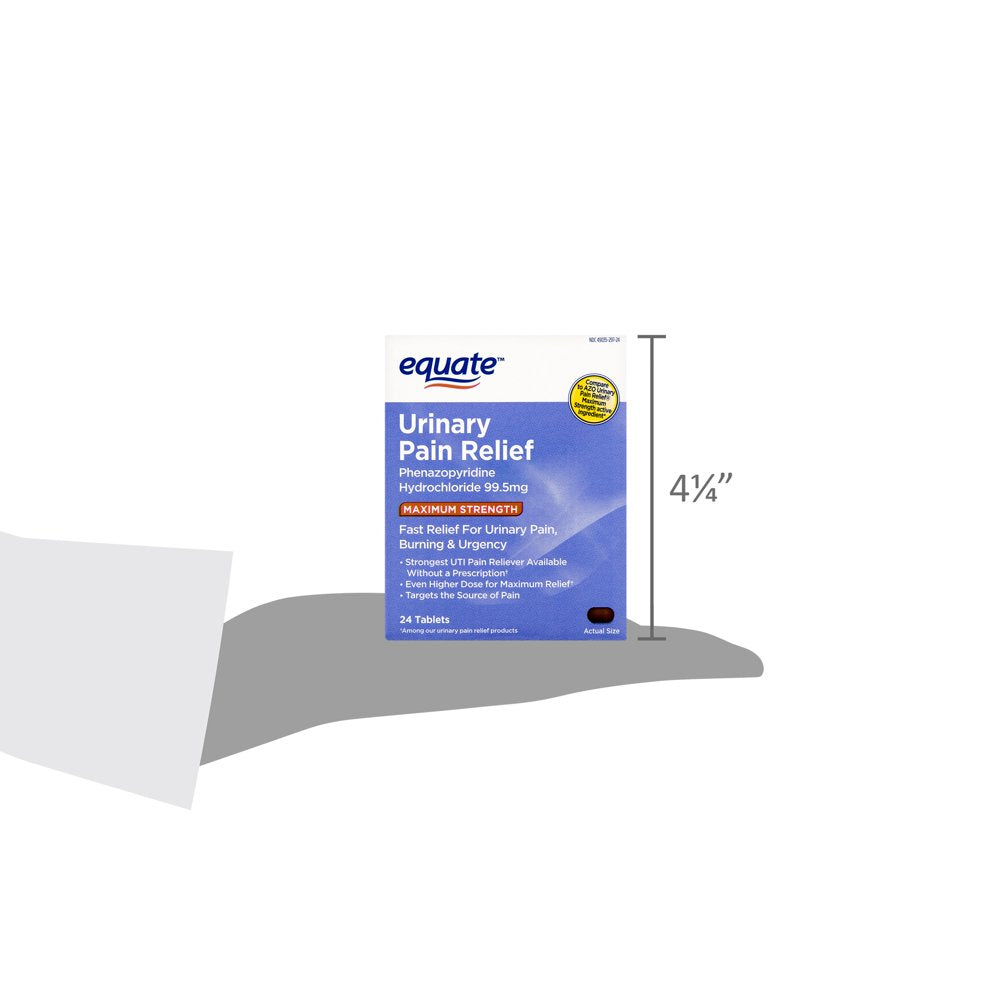 Equate Maximum Strength Urinary Pain Relief Tablets, 99.5 Mg, 24 Count