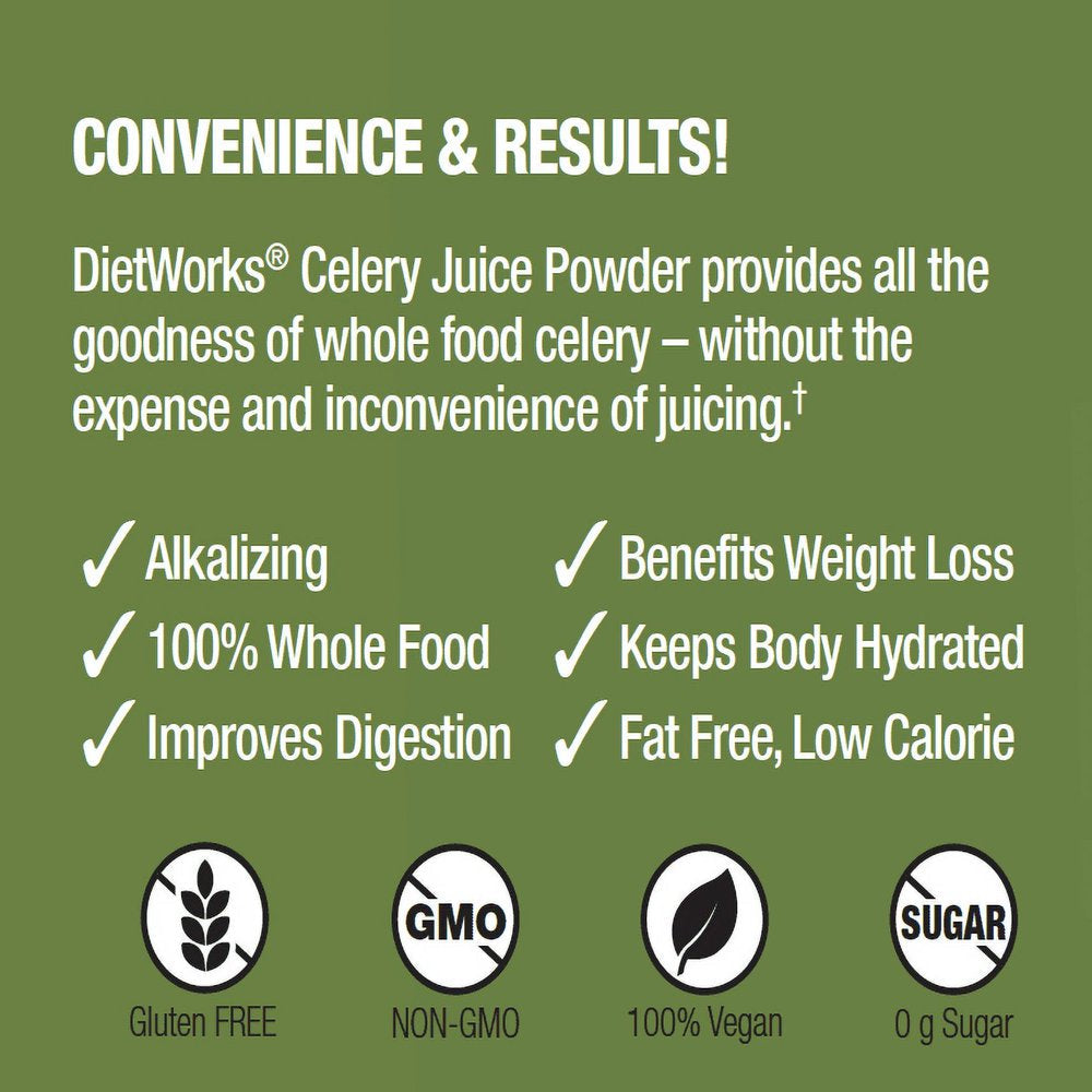 Dietworks Celery Juice Powder Drink Mix, 6.35 Oz 30 Servings