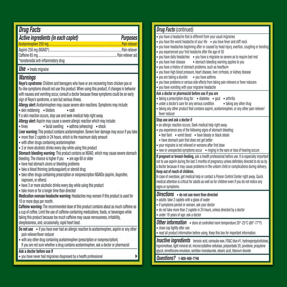 Excedrin Migraine for Migraine Relief, Caplets, 24 Count