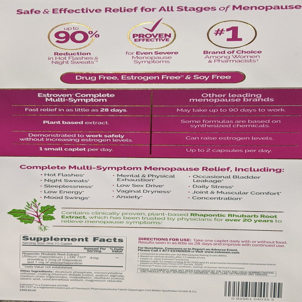 Estroven Complete Menopause Multi-Symptom Relief, Hormone Free, 84 Ct