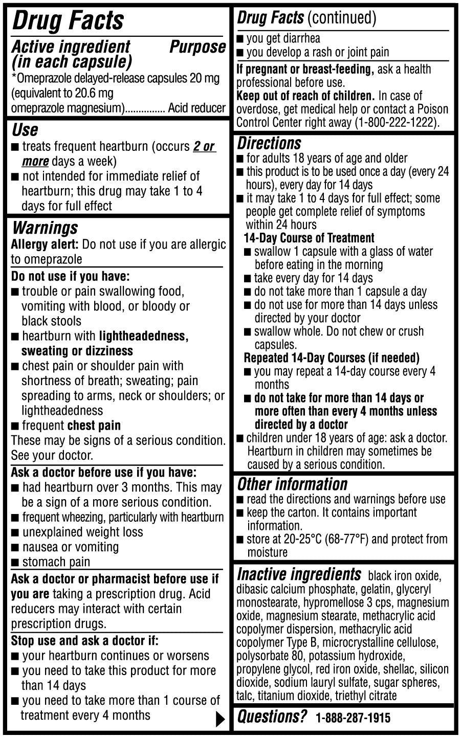 Equate Omeprazole Delayed-Release Acid Reducer Capsules 20Mg, 14 Count