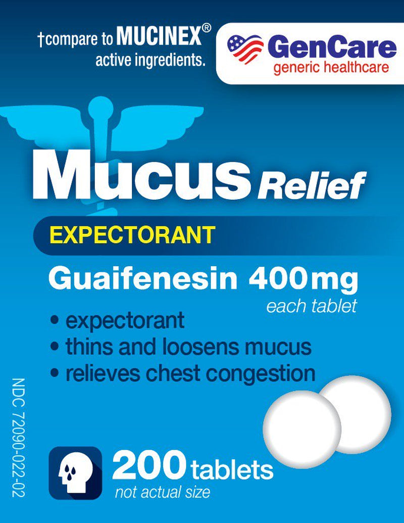 Gencare - Mucus Relief Expectorant Guaifenesin 400 Mg (200 Tablets) | Helps Congestion