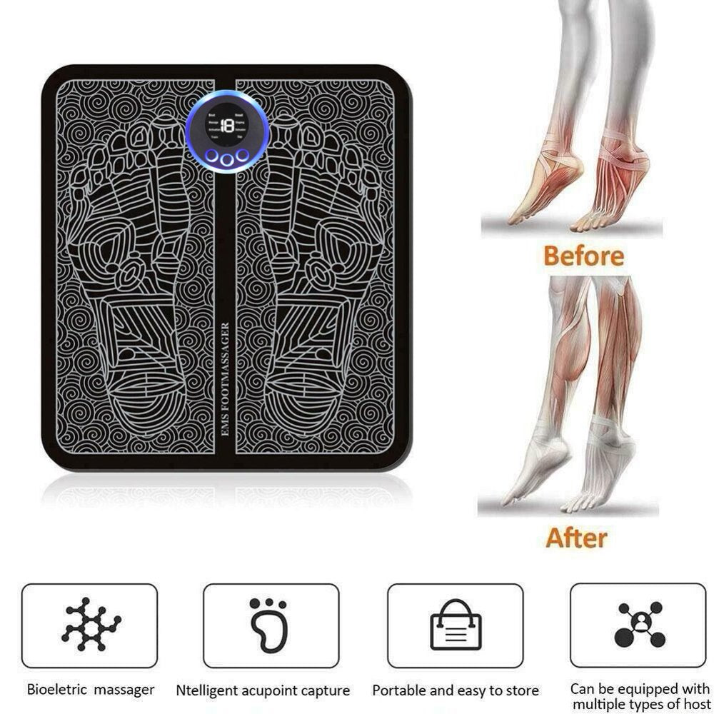 Foot Massager Electric Foot Stimulator Massager, 8 Modes 19 Intensity, Improves Circulation, Relax Stiffness Muscles Relieve Feet and Legs Pain, USB Rechargeabl