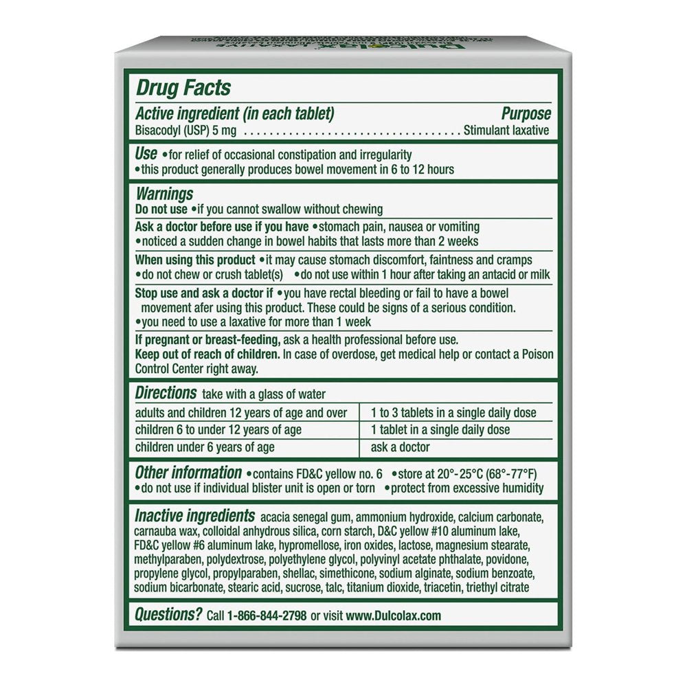 Dulcolax Stimulant Laxative Tablets, Overnight Relief (50Ct)