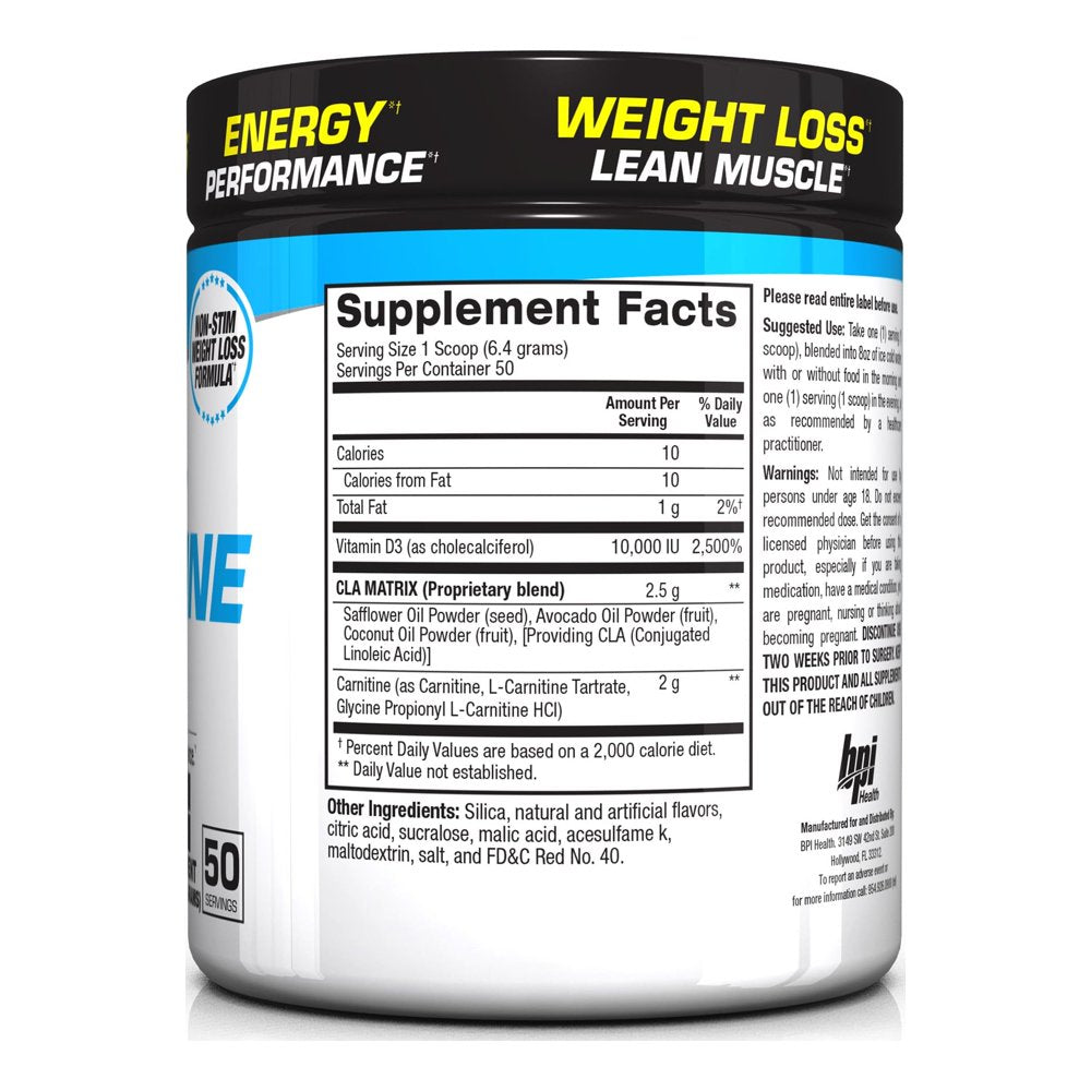 BPI Health CLA + Carnitine 50 Serving Non-Stim Weight Loss Formula - Watermelon Freeze Flavor