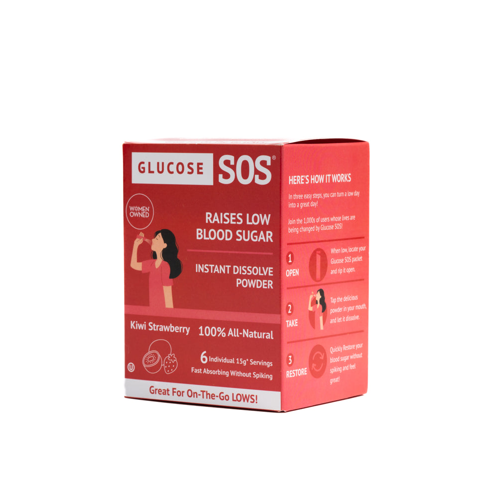 Glucose SOS, Instant Dissolve Glucose Tablet Alternative for Blood Sugar Recovery, Kiwi Strawberry 6 Count