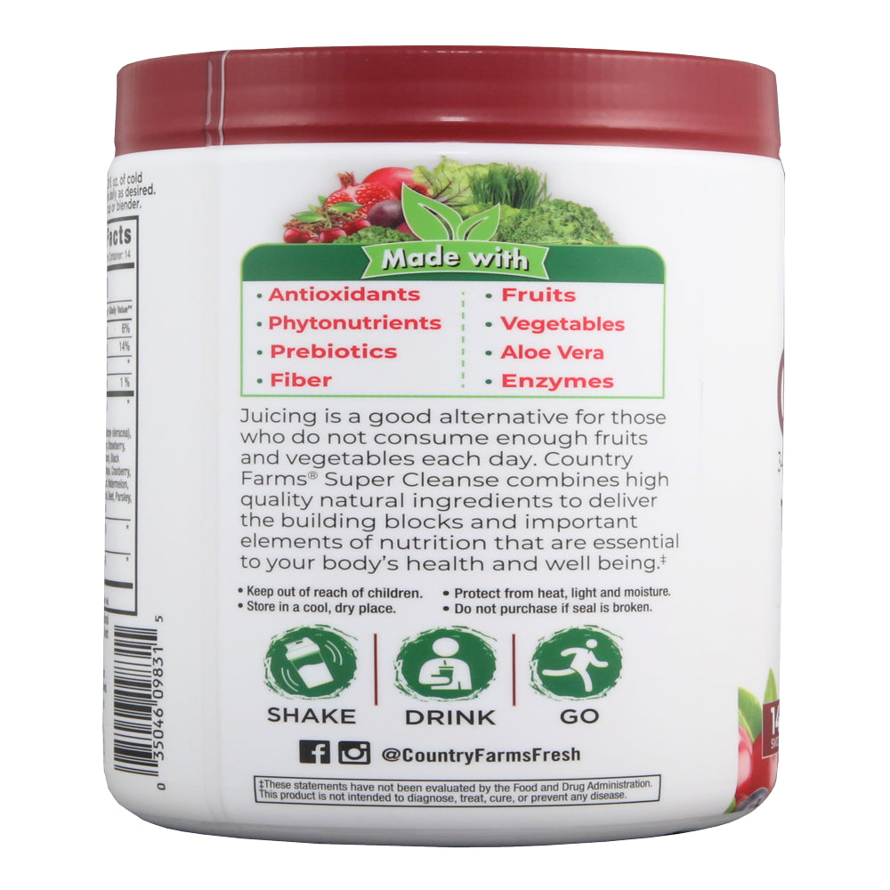 Country Farms Super Cleanse Drink Mix, Berry, 9.88 Oz., 14 Servings