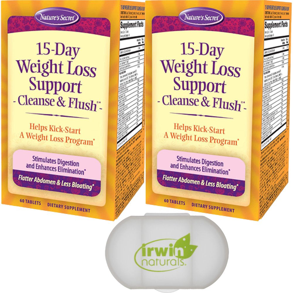 Nature'S Secret 15-Day Weight Loss Support, Cleanse & Flush, 120 Tablets (2 Pack of 60) with a Pill Case