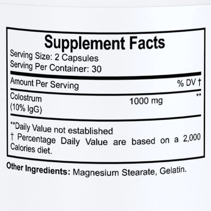 COLOSTRUM BOVINE 1000 Mg- Immune System Support - Gut Health - 60 Caps