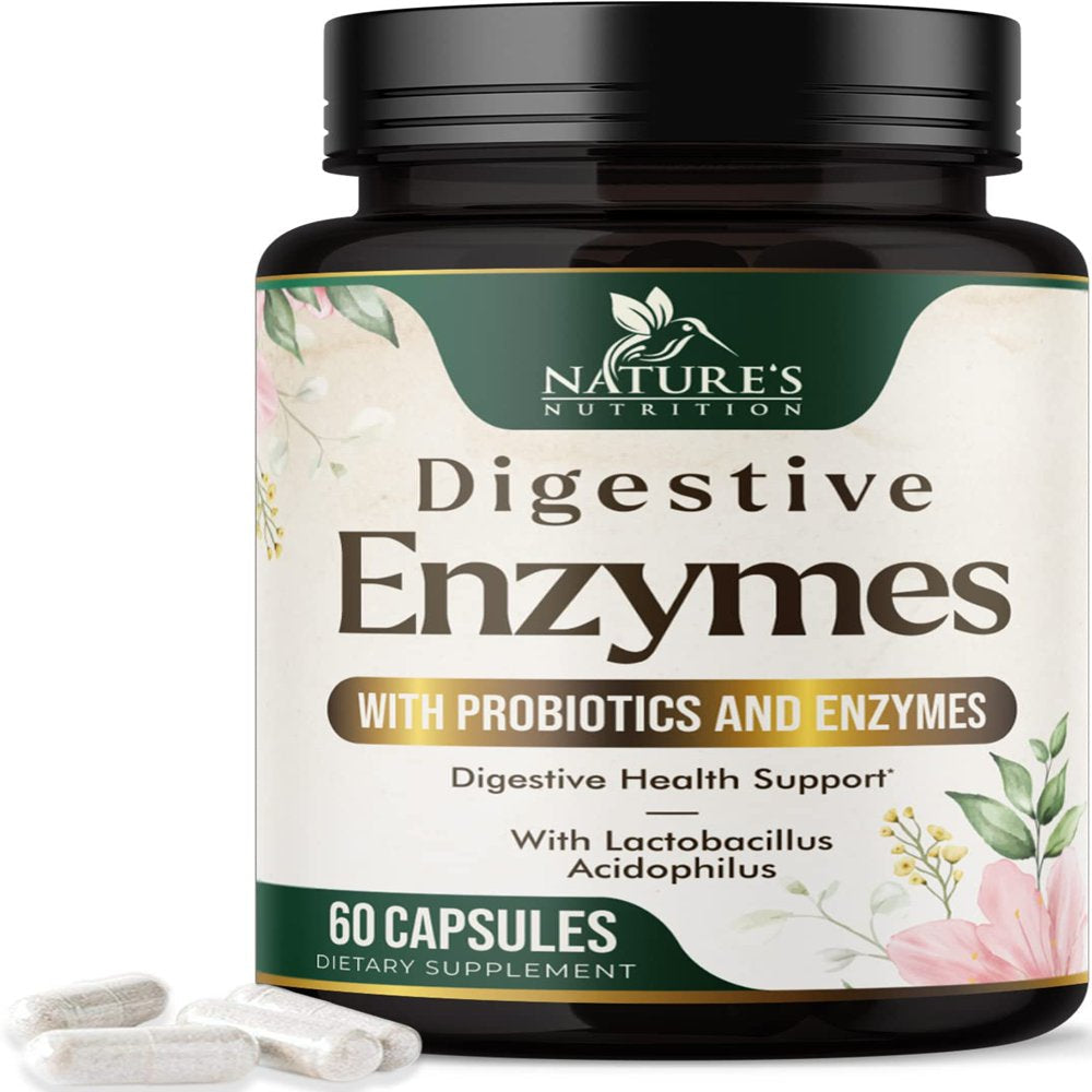 Digestive Enzymes with Probiotics and Bromelain - Extra Strength Digestive Enzyme Health Supplement for Women and Men - Supports Digestion, Gas, Bloating, and Gut Health, Non-Gmo - 60 Capsules