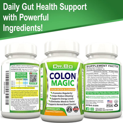 Colon Cleanse Detox Formula - Natural Bowel Cleanser Pills for Intestinal Bloating & Fast Digestive Cleansing - Daily Constipation Relief Supplement Gut, Belly, Stomach - Women Men Herbal Weight Flush