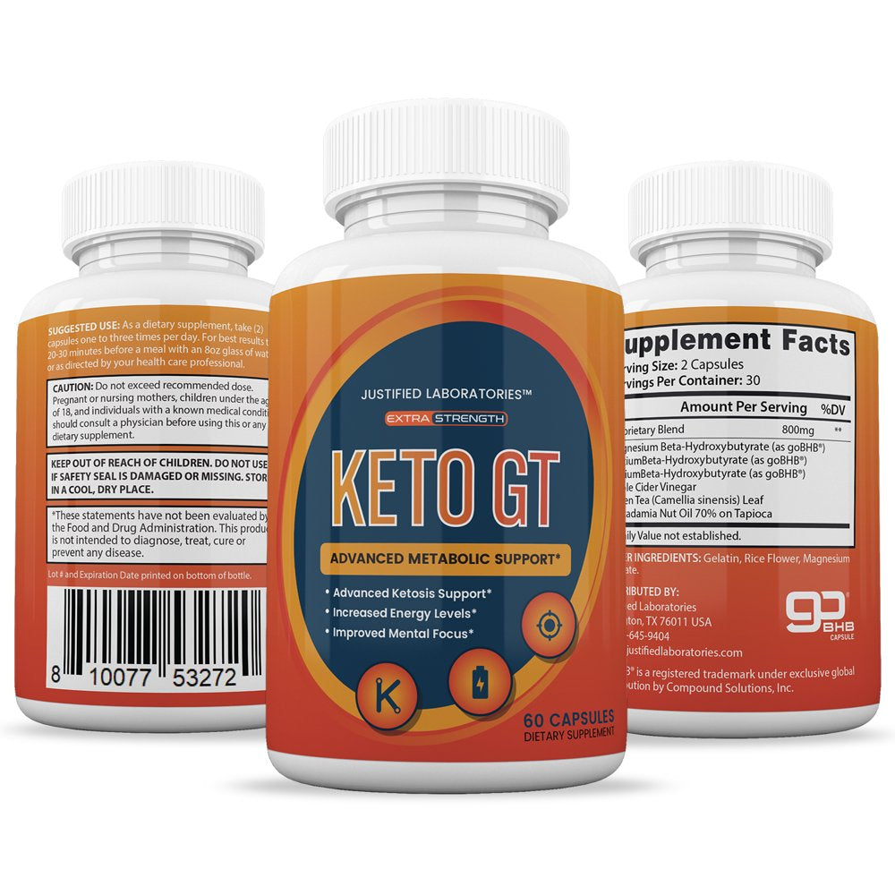 Keto GT Advanced Includes Apple Cider Vinegar Gobhb Exogenous Ketones Keto Pills Supplement Premium Ketosis Support for Men Women 60 Capsules
