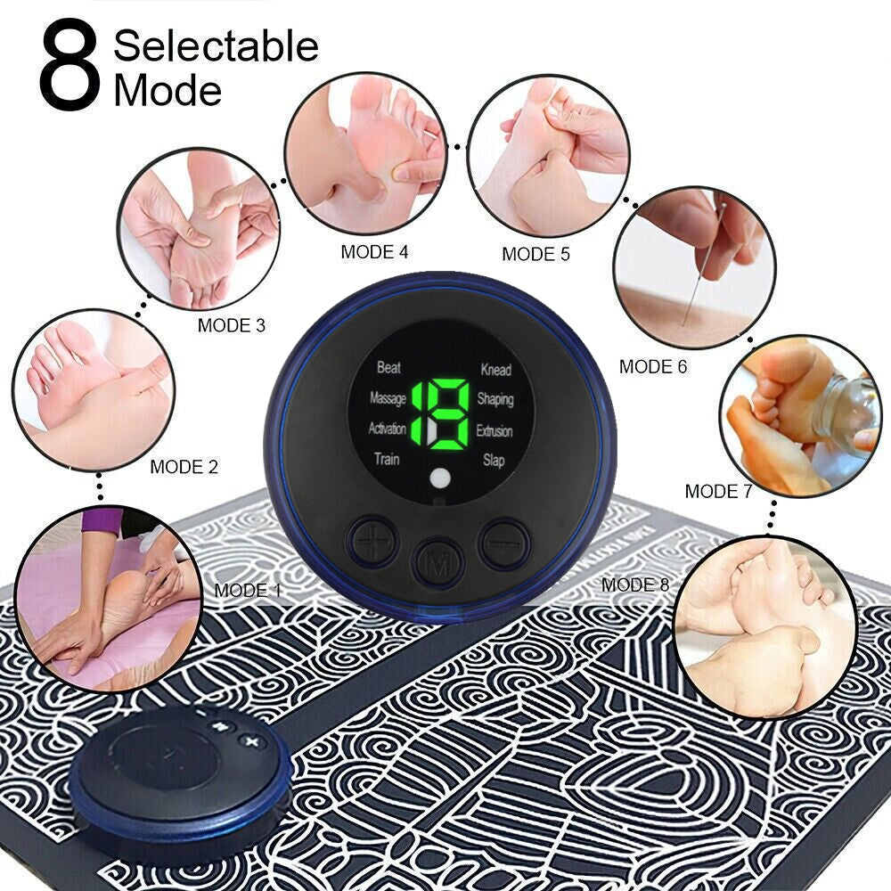 Foot Massager Electric Foot Stimulator Massager, 8 Modes 19 Intensity, Improves Circulation, Relax Stiffness Muscles Relieve Feet and Legs Pain, USB Rechargeabl