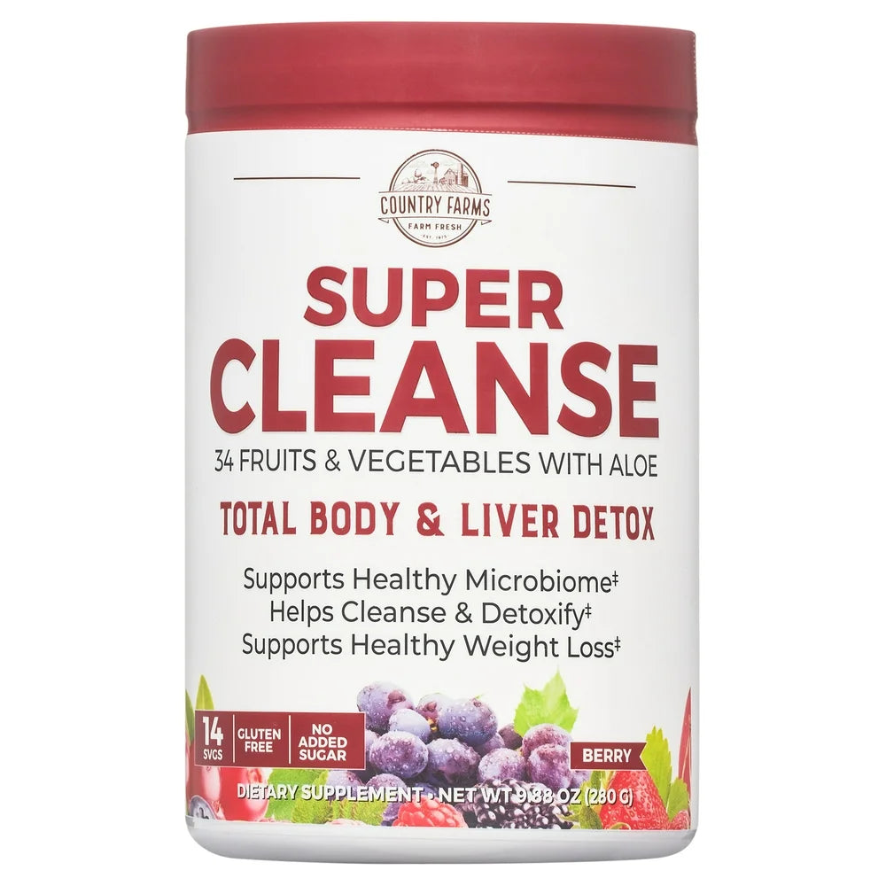 Country Farms Super Cleanse Drink Mix, Berry, 9.88 Oz., 14 Servings
