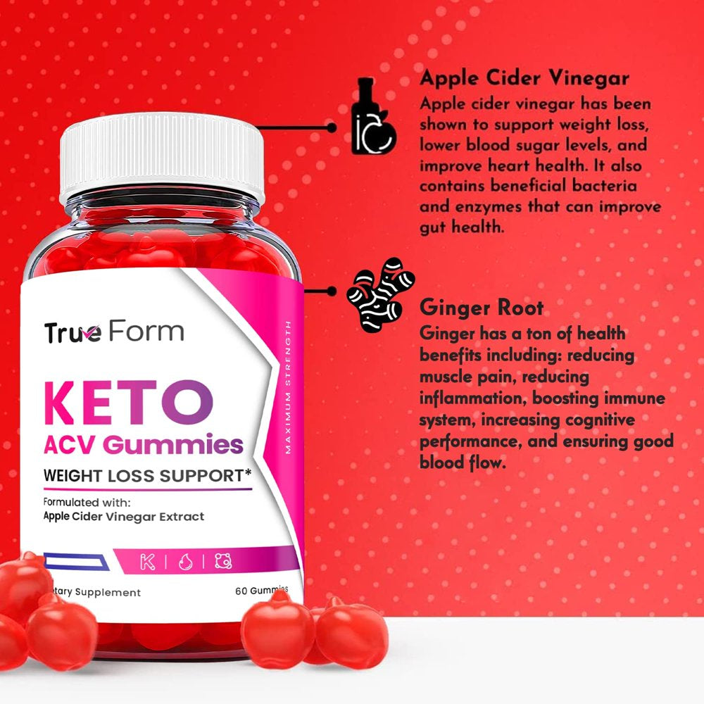 (5 Pack) True Form Keto ACV Gummies - Energy & Focus Boosting Dietary Supplements for Weight Management & Metabolism - Fat Burn - 300 Gummies