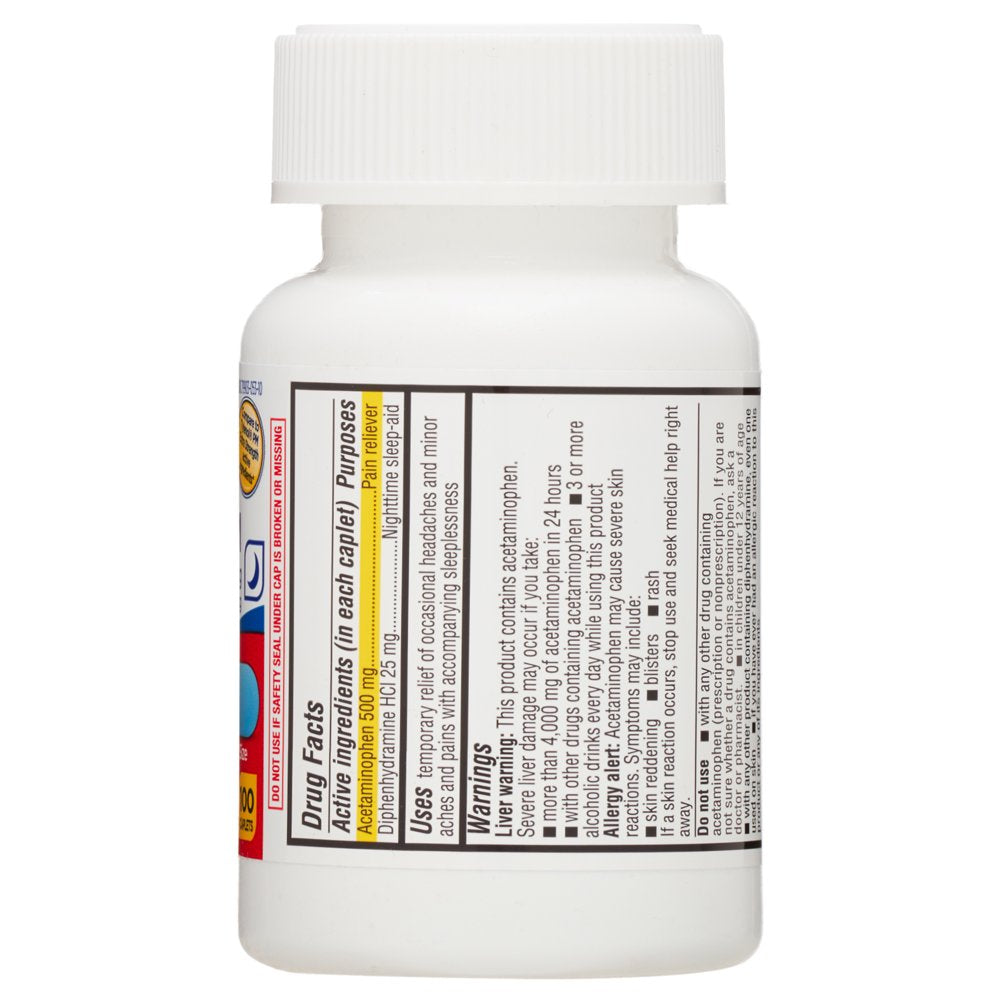 Equate Extra Strength Pain Reliever PM Caplets, 100 Count