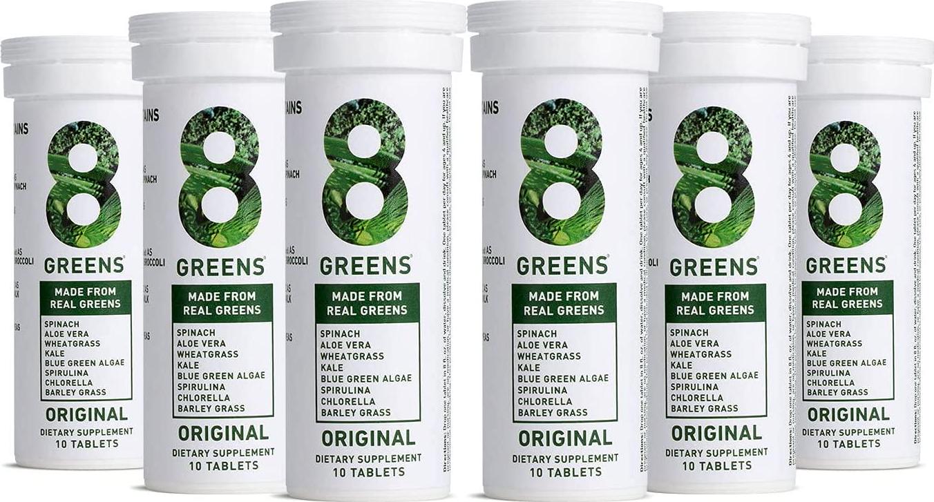 8Greens Immunity and Energy Effervescent Tablets - Packed with 8 Powerful Super Greens (Lemon-Lime, 6 Tubes/60 Tablets)