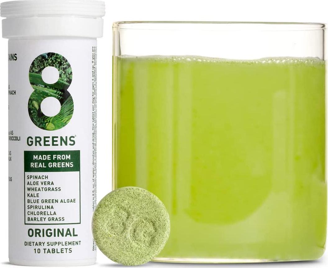 8Greens Immunity and Energy Effervescent Tablets - Packed with 8 Powerful Super Greens (Lemon-Lime, 6 Tubes/60 Tablets)