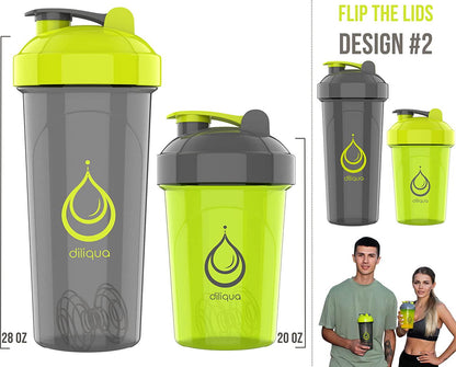 [8 Pack] Protein Shaker Bottles for Protein Mixes | Dishwasher Safe | 4 Small 20 oz and 4 Large 28 oz Shaker Cups for Protein Shakes | Blender Shaker Bottle Pack, gym shaker bottle by Diliqua