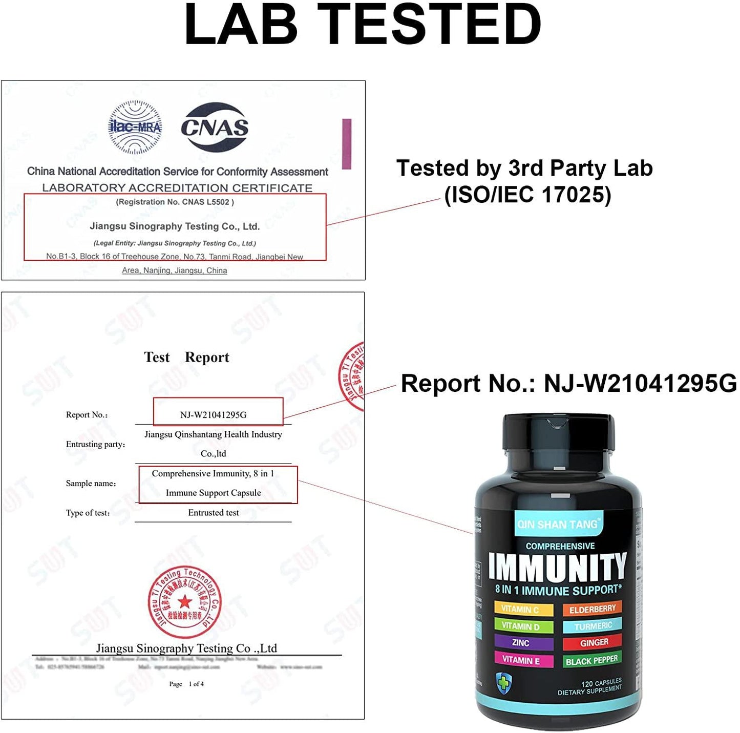 8 in 1 Immune Support Booster Supplement with Vitamin C, Vitamin D 5000 IU, Vitamin E, Zinc, Turmeric, Ginger and Black Pepper - Multivitamin for Men and Women