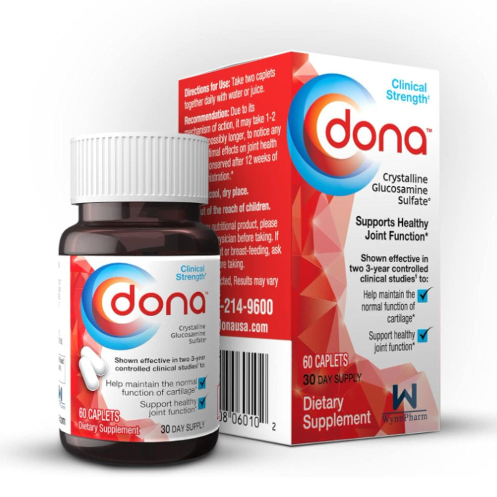 DONA Crystalline Glucosamine Sulfate, 750 Mg, Joint Supplement Pills for Knee Comfort & Joint Health Support, 750 Mg, 60 Count 3 Pack