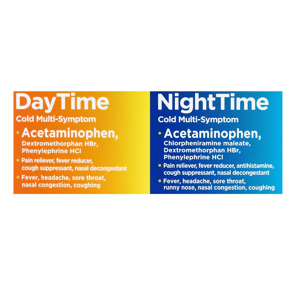 Equate Non-Drowsy Daytime and Nighttime Multi-Symptom Cold Caplets, 24 Count