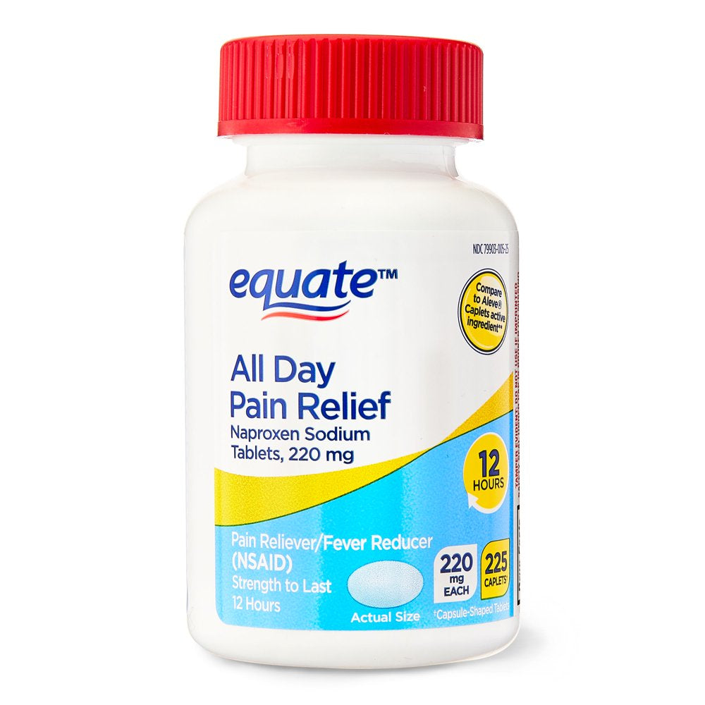 Equate All Day Pain Relief Naproxen Sodium Caplets, 220 Mg, 225 Count
