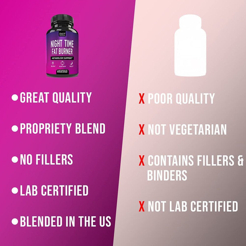 Envy Nutrition Night Time Fat Burner Weight Loss Supplement, 60 Capsules