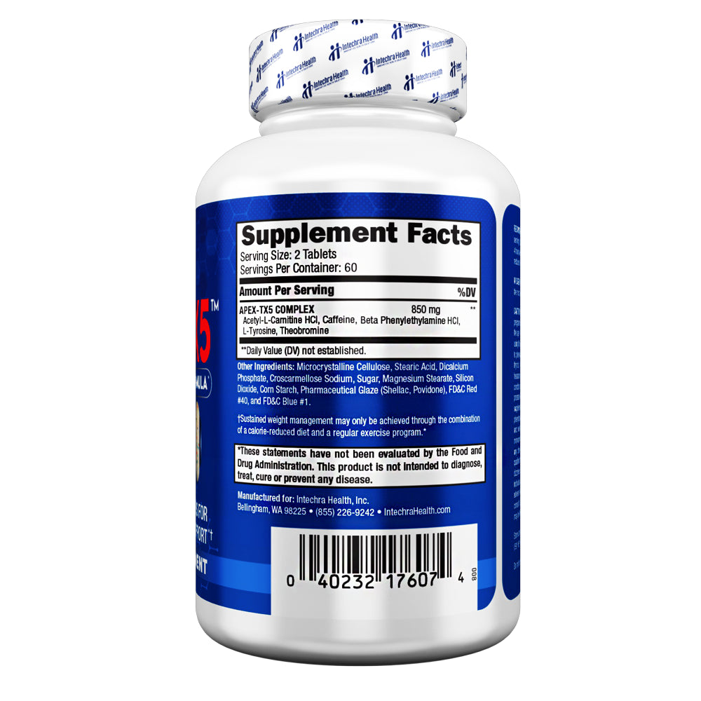 Apex-Tx5 Weight Management Diet Pills & Ultra Energy Supplement, 120 Tablets - Intechra Health