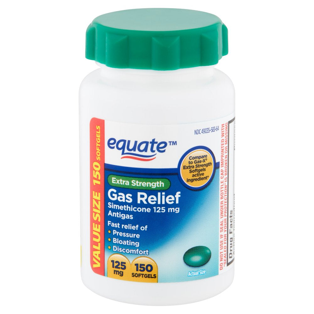 Equate Extra Strength Gas Relief Softgels Value Size, 125 Mg, 150 Count