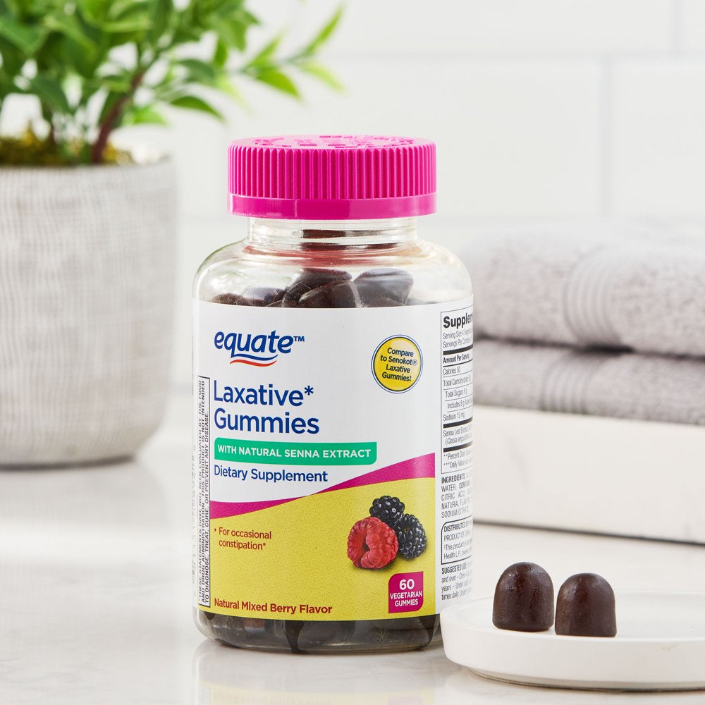 Equate Laxative Gummies Dietary Supplement for Occasional Constipation, Mixed Berry, 60 Count