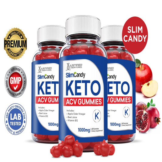 (3 Pack) Slim Candy Keto ACV Gummies 1000MG with Pomegranate Juice Beet Root B12 180 Gummys Supplement - Nutricity.com.au
