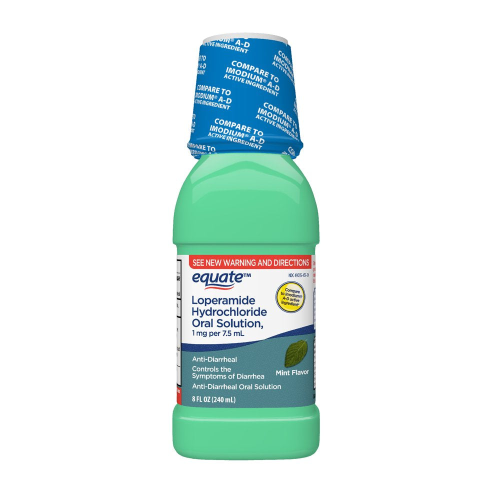 Equate Liquid Loperamide Hydrochloride Oral Anti-Diarrheal, Mint Flavor, 8 Oz.