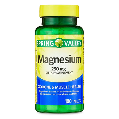 Spring Valley Magnesium Bone & Muscle Health Dietary Supplement Tablets, 250 Mg, 100 Count