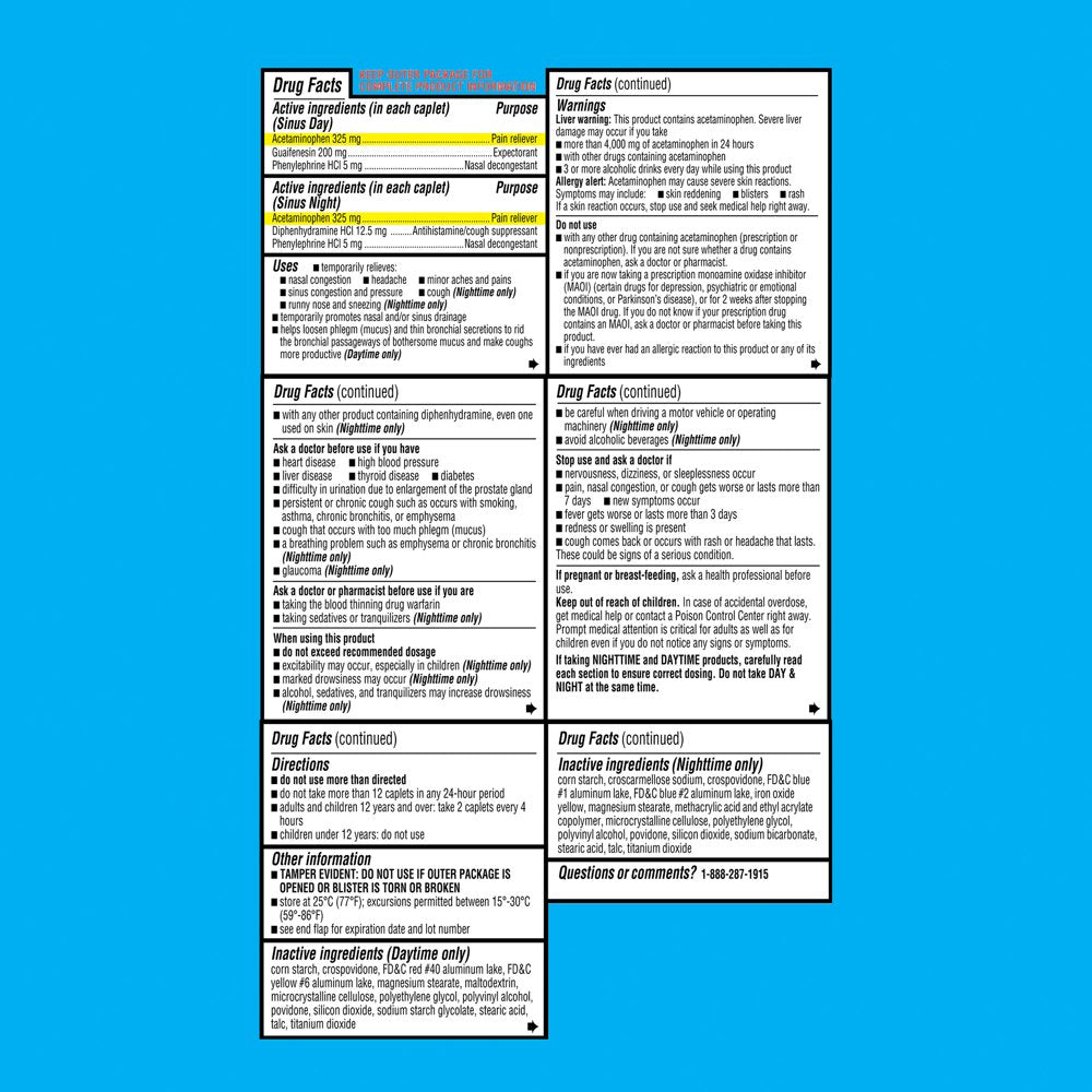 Equate Maximum Strength Day & Night Sinus Relief Caplets, 20 Count