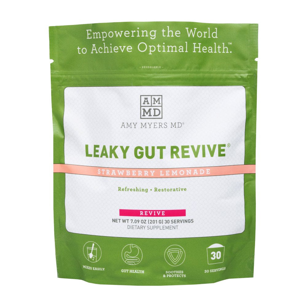 Amy Myers MD Leaky Gut Revive Powder for Gut Repair - L Glutamine, Slippery Elm - Supports Constipation, IBS, Diarrhea, Bloating, Heartburn, SIBO - Licorice & Marshmallow Root - Strawberry Lemonade
