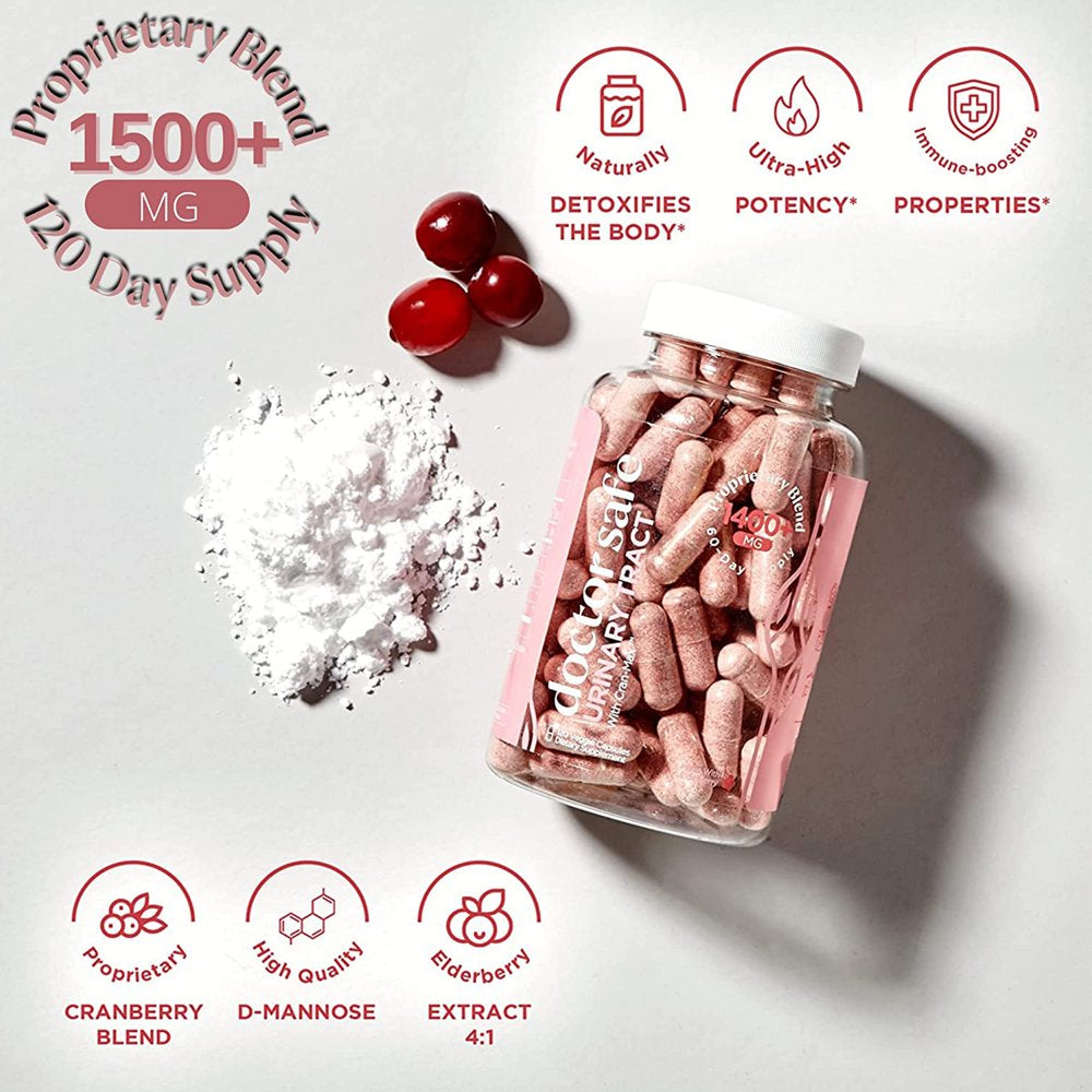 Doctor Safe D Mannose Supplement with Cranberry Extract for Urinary Health Support, 120 Capsules