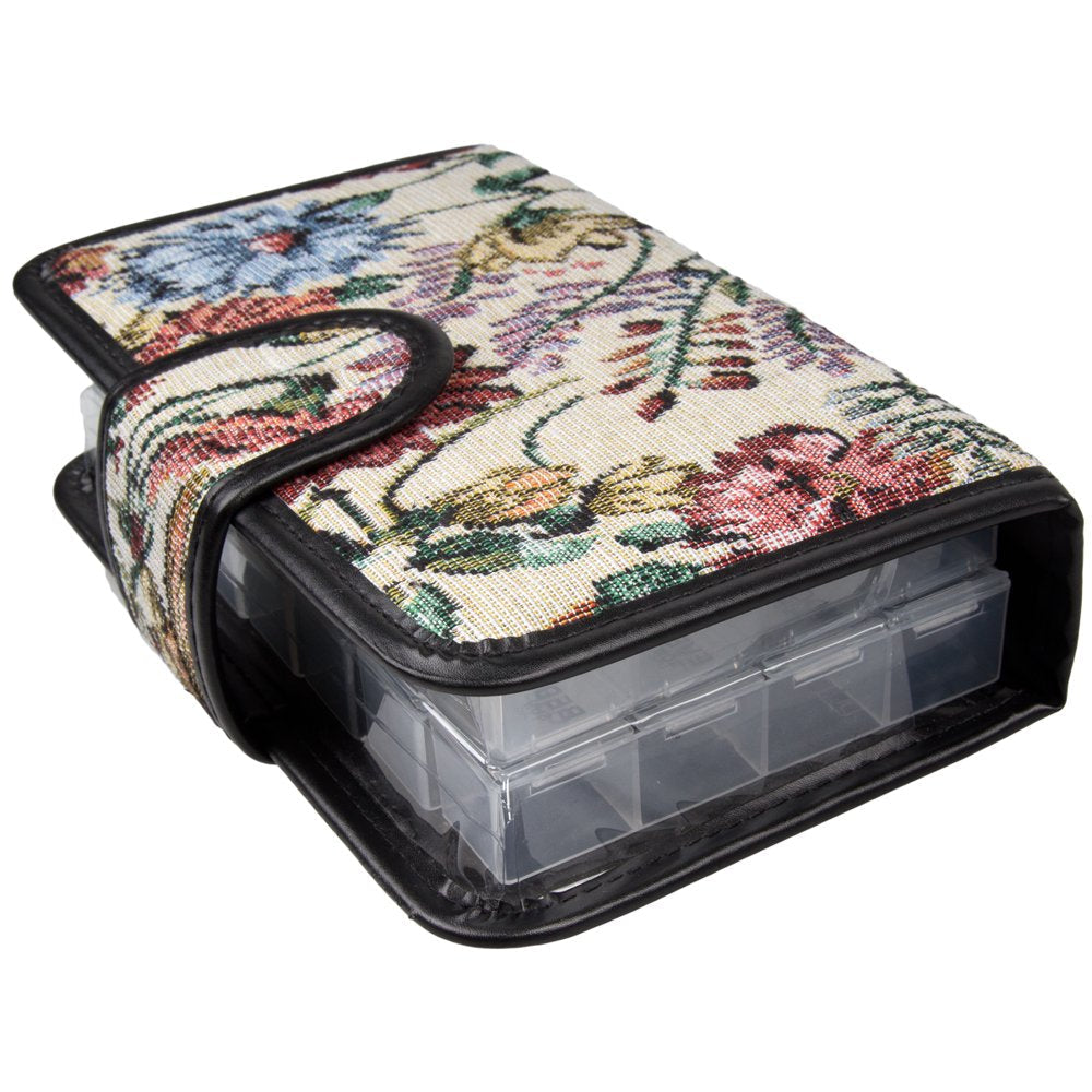 Floral Pill Case Box, Pill Organizer 14 Day Pill Holder Travel Pill Container and Medication Organizer, Travel Case - 4 Marked Compartments for Each Day of the Week - Morn, Noon, Eve, Bed