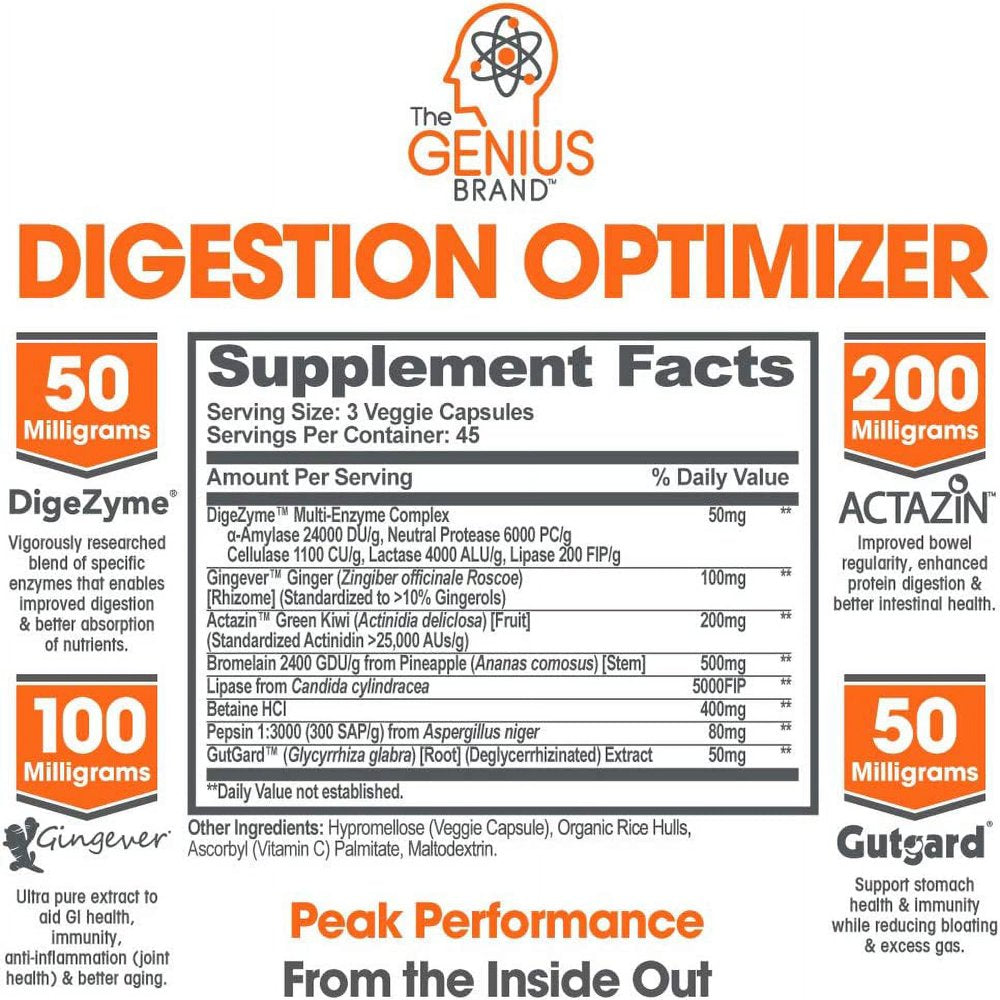 Digestive Support Supplement Supports Gut Health & Total Wellness, Genius Digestion Optimizer by the Genius Brand