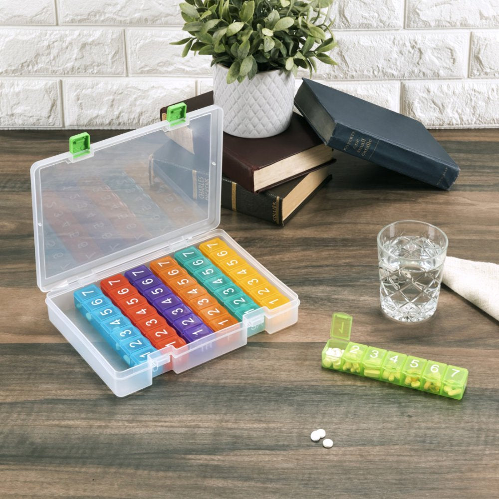 E-Pill 7 Times a Day X 7 Day Weekly Pill Organizer with Clear Case