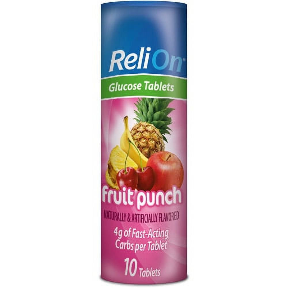 Relion Fruit Punch Glucose Tablets, 10 Count